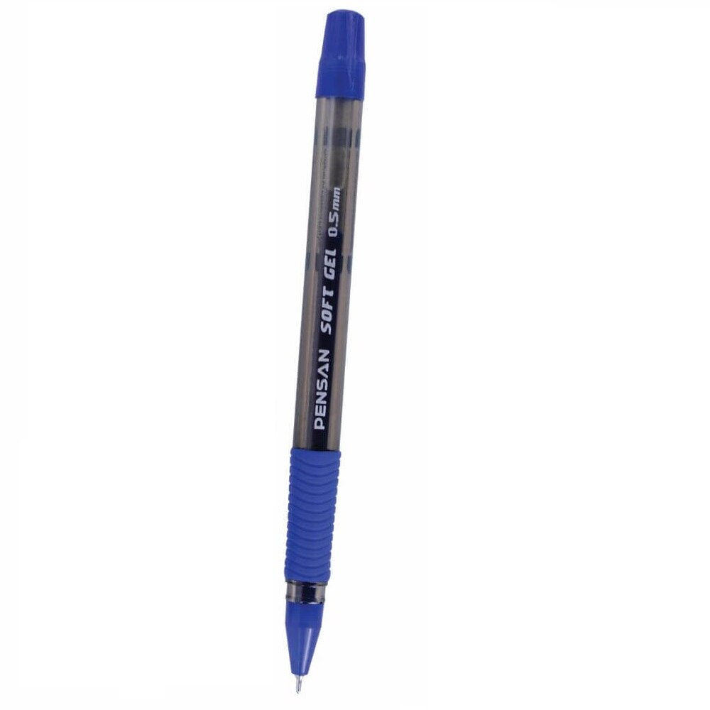 Pix cu Gel PENSAN Fine Soft, Varf 0.5 mm, Scriere Albastra, Plastic Transparent